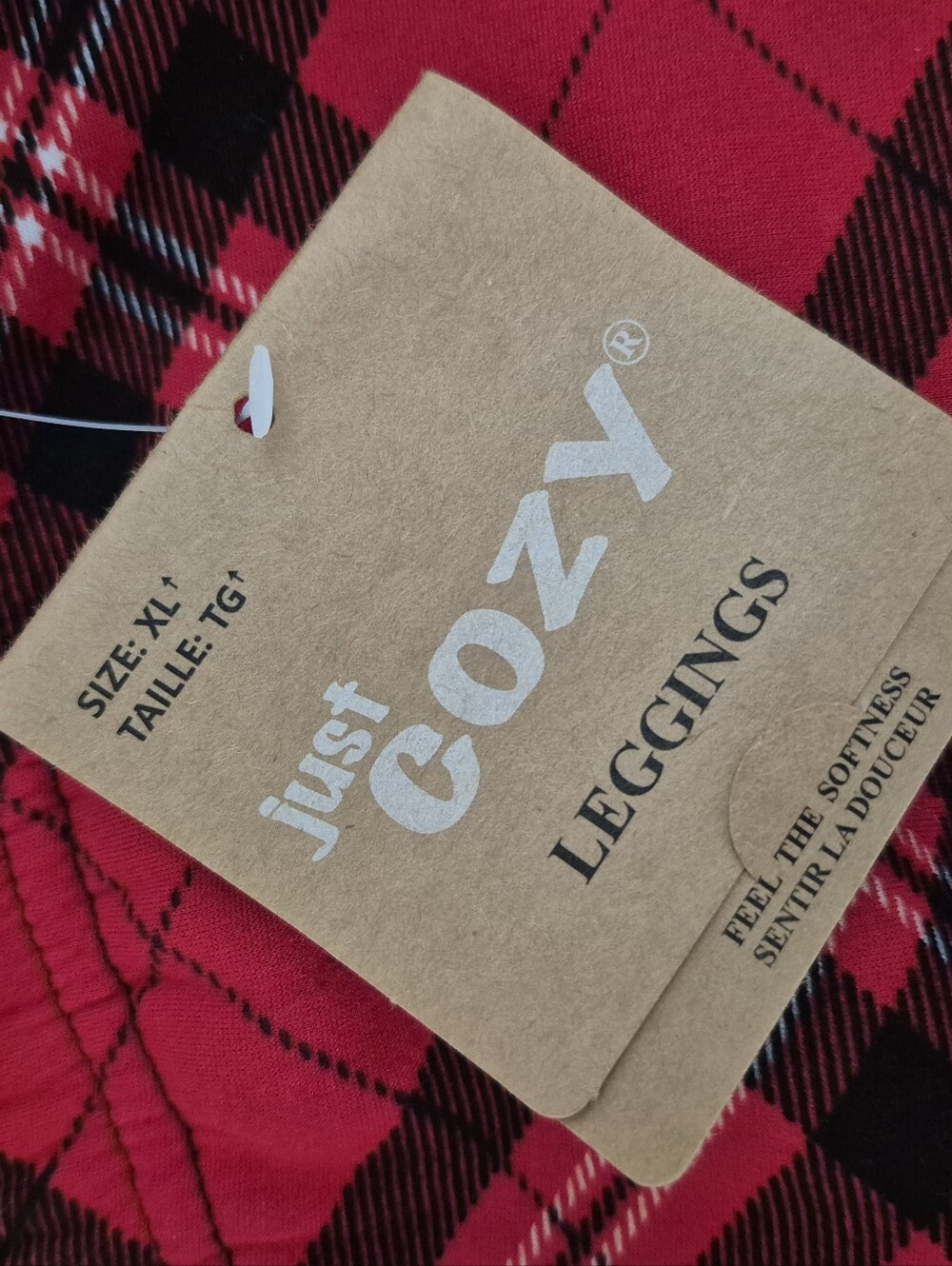 New Red Plaid Leggings Just Cozy XL - Picture 3 of 4